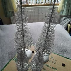 4 tabletop glitter metal wire christmas  trees