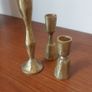 Fabulous Set of Three Jahi Brushed Gold Brass Candlesticks/Candleholders by the Ethical Lifestyle Brand Nkuku, Brand New with Tags Image 3