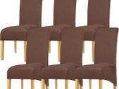 Chair Covers XL Size High Back Chair Slipcover Stretch Spandex Thin Fabric Chair Protector for Dining Room Kitchen Banquet Office Home Decor Dark Coffee 6 pieces