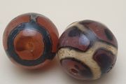 Lot of 2 Vintage Etched Carnelian Agate Beads