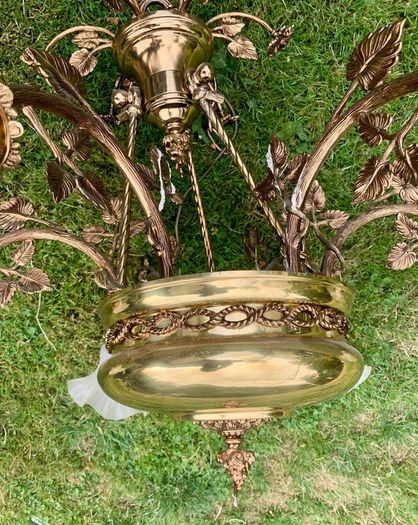 Vintage 6 arm brass chandelier