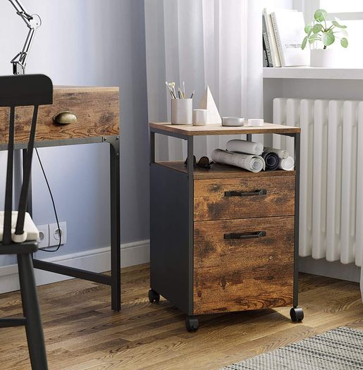 _2 Drawer Filing Cabinet Mobile Office Cabinet with Wheels