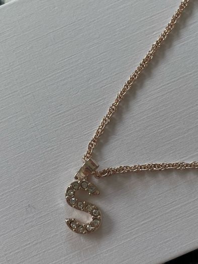 River Island Rose Gold Initial S Necklace Brand New With Tags Diamante Pendant