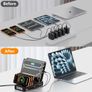 320W GaN Charging Station for Multiple Devices, 10 Cables, Black  10-Port USB-C Charger with Dual 65W PD Laptop Charging, 5 USB-C & 5 USB-A, Desk Organizer for MacBook, iPhone, iPad & Tablets Image 2