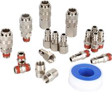 19pcs 1/4" BSP Euro Air Fitting Air Line Connectors Metal Quick Connectors Air Coupler and Plug Set