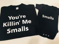 main image for ad You're Killin' Me Smalls (Adult &amp; Baby/Toddler Set) t-shirt and baby suit BLACK