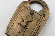 1909 Customs &amp; Excise antique solid brass Paper-Seal Padlock (Tucker &amp; Reeves / Hobbs &amp; Co.)
