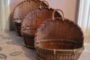 Vintage rattan &amp; bark graduated planters