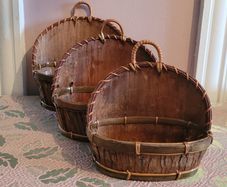 Vintage rattan & bark graduated planters
