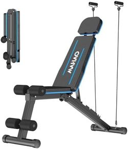 Weight Benches Adjustable Workout Bench Foldable Bench Press for Home Gym Incline Decline Flat Exercise bench for Strength Training with Extended Headrest