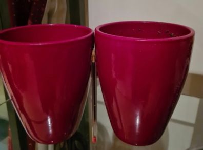 2 ceramic red plant pots