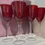 Vintage 6 crystal ruby red wine  glasses Image 2