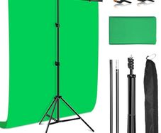 NEW Greenscreen Backdrop with Stand, 3.2x6.5ft Portable Green Screen Background Stand