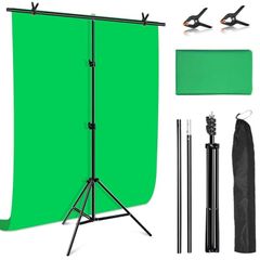 NEW Greenscreen Backdrop with Stand, 3.2x6.5ft Portable Green Screen Background Stand
