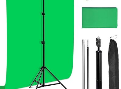 NEW Greenscreen Backdrop with Stand, 3.2x6.5ft Portable Green Screen Background Stand
