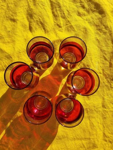 Mid Century Footed Glasses Set of 6.