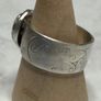 Handmade sterling silver love heart ring with trickles on the wide band. Size R Image 4