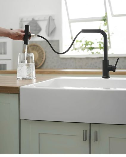 Black modern kitchen tap