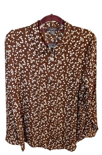 Long Sleeves Printed Button Up Top UK 16