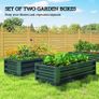 Set of Two 110 x 65cm Steel Planter Boxes Green Image 2