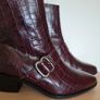 M&S 100% Genuine Leather Burgundy Boots Size 38.5 Image 3