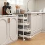 Wood 5-Tier Storage Trolley on Wheels - White Image 7