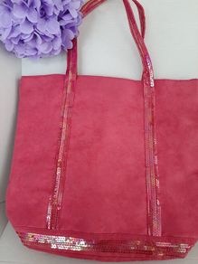 New pink suede tote bag