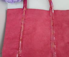 New pink suede tote bag