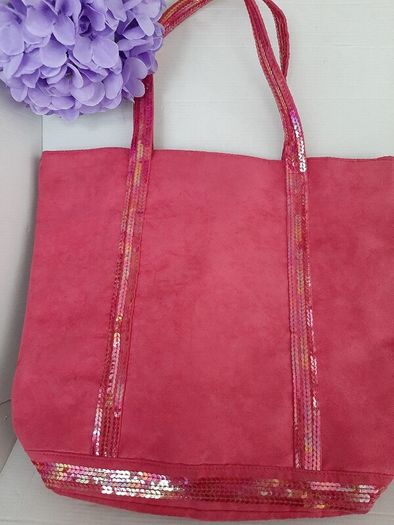 New pink suede tote bag