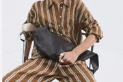 Fab Mango (Zara Group) Brown and White Striped Co Ord Shirt XL and Trousers L