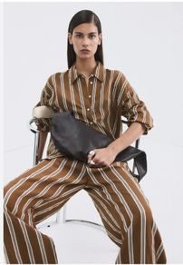 Fab Mango (Zara Group) Brown and White Striped Co Ord Shirt XL and Trousers L