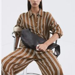 Fab Mango (Zara Group) Brown and White Striped Co Ord Shirt XL and Trousers L