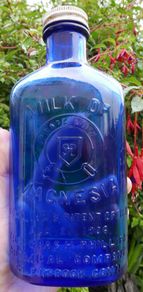 Antique Cobalt Blue Embossed PHILLIPS MILK of MAGNESIA The Chas. H. Phillips Chemical Company Glenbrook, Conn. Medicine Bottle