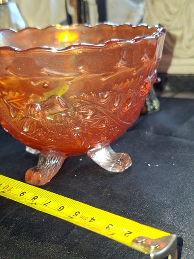 1920s Marigold Carnival Glass Bowl a Thistle and Thorn design, possibly manufactured by Sowerby Glass in the 1920s, no chips or cracks,