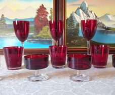 Antique 10 Piece Ruby Red Glasses Collection