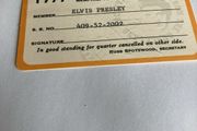 Elvis Memorabilia - Memphis Federation of Musicians Membership Card