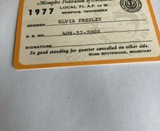 Elvis Memorabilia - Memphis Federation of Musicians Membership Card