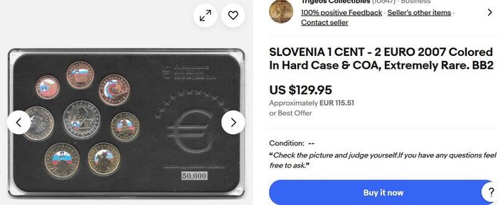 Slovenia first year euro coins set 2007 colour details