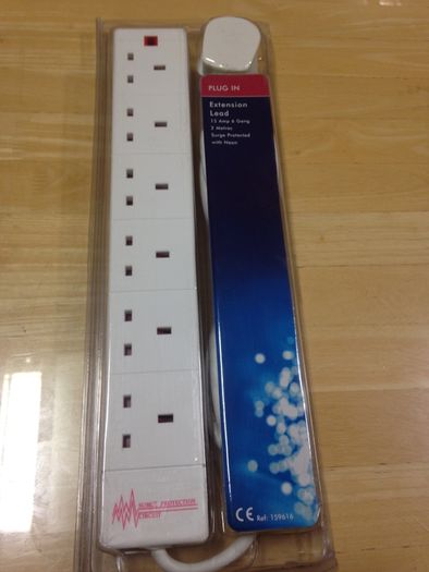 Extension Lead 6 Socket with neon Indicator