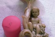 vintage resin boy candle holder, good details