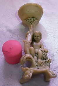 vintage resin boy candle holder, good details