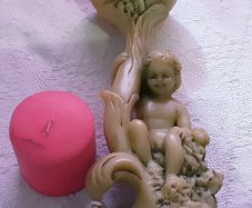 vintage resin boy candle holder, good details