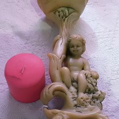 vintage resin boy candle holder, good details