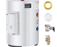 Electric Water Heater, 10 Gallon Tank Instant Hot Water Heater, 1.6Kw Tankless Water Heater w/ LED Display,Knob Control, IPX4 Waterproof Side Connection On Demand Heaters for Shower, Bath