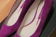 M&amp;S Purple Suede Kitten Heel Court Shoes Size 3 UK 35.5 EU