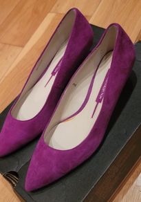 M&S Purple Suede Kitten Heel Court Shoes Size 3 UK 35.5 EU