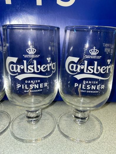 carlsberg beer half pint glasses brand new