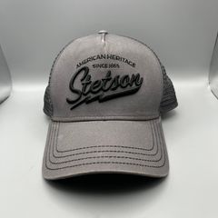 Stetson American Heritage Script Trucker Cap Grey OSFA Snapback