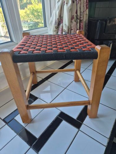 Vintage MidCentury  woven foot Stool