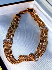 9ct Gold Gemset Woven Bracelet 4.60g 375 Hallmark